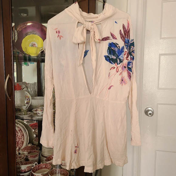 Free People Alabaster Combo Floral Long Sleeve Tunic Mini Dress Size Small - Picture 9 of 16